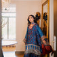 Teal Ajrak Silk Suit