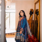 Teal Ajrak Silk Suit