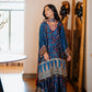 Teal Ajrak Silk Suit