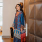 Teal Ajrak Silk Suit