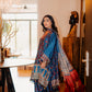 Teal Ajrak Silk Suit