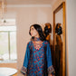 Teal Ajrak Silk Suit