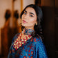 Teal Ajrak Silk Suit