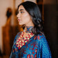 Teal Ajrak Silk Suit