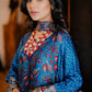 Teal Ajrak Silk Suit