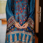 Teal Ajrak Silk Suit