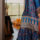 Teal Ajrak Silk Suit