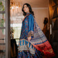 Teal Ajrak Silk Suit