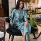 MILA Sage Green Linear Embroidered Silk Co-ord Set